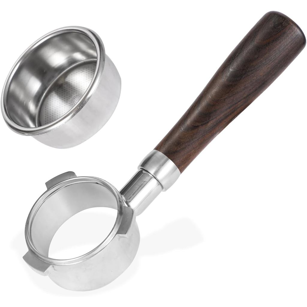 54 มม. Bottomless Portafilter พร้อมตะกร้ากรอง Double Shot และด้ามไม้สําหรับ Breville Barista Express