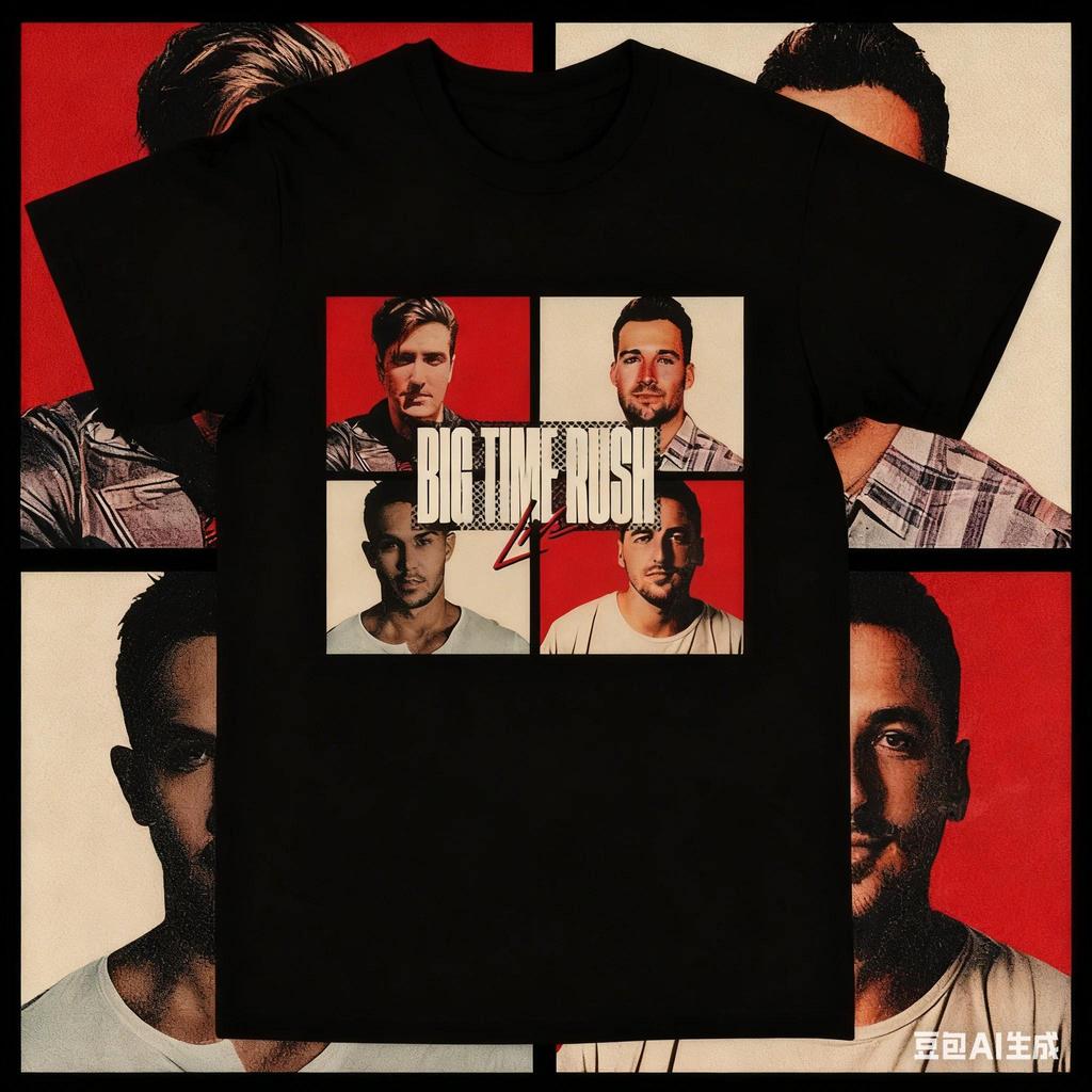 ฤดูร้อนยุคใหญ่ Rush BTR Band เสื้อยืดผู้ชายผ้าฝ้ายหลวมแขนสั้นแฟชั่น O-คอลำลองเสื้อยืดกราฟิกเสื้อผ้า