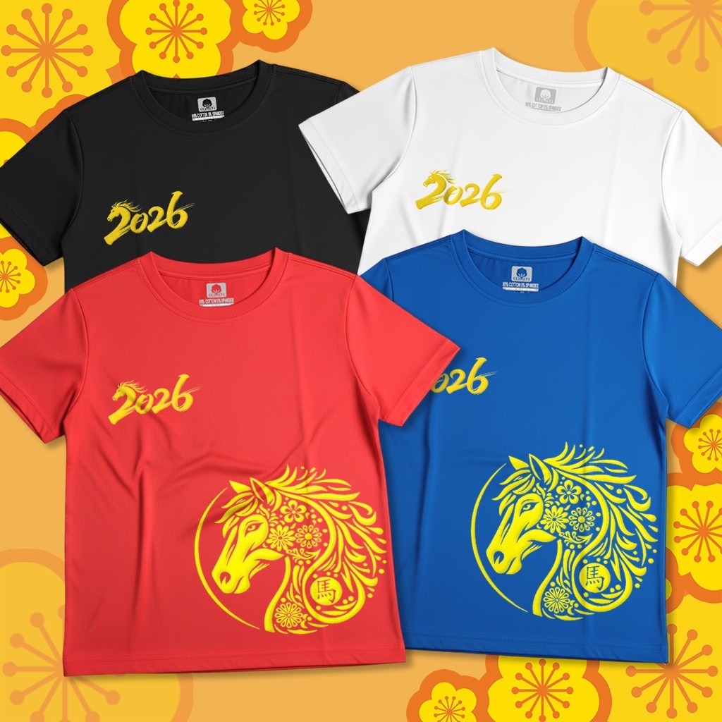 🎊Happy New Year เสื้อยืดฤดูใบไม้ผลิผ้าฝ้าย เสื้อยืดเด็ก Cotton SPRING BANH NGO 2026 ผ้าคอตตอนแท้ เท่