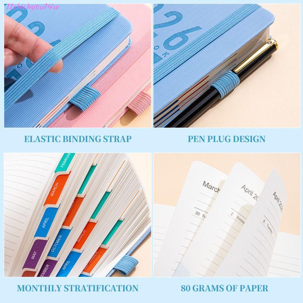 CHICHYTU14W 2026 Schedule Planner Notepad, 200 หน้าภาษาอังกฤษเต็มรูปแบบสมุดบันทึกวางแผน A5 ภาษาอังกฤ