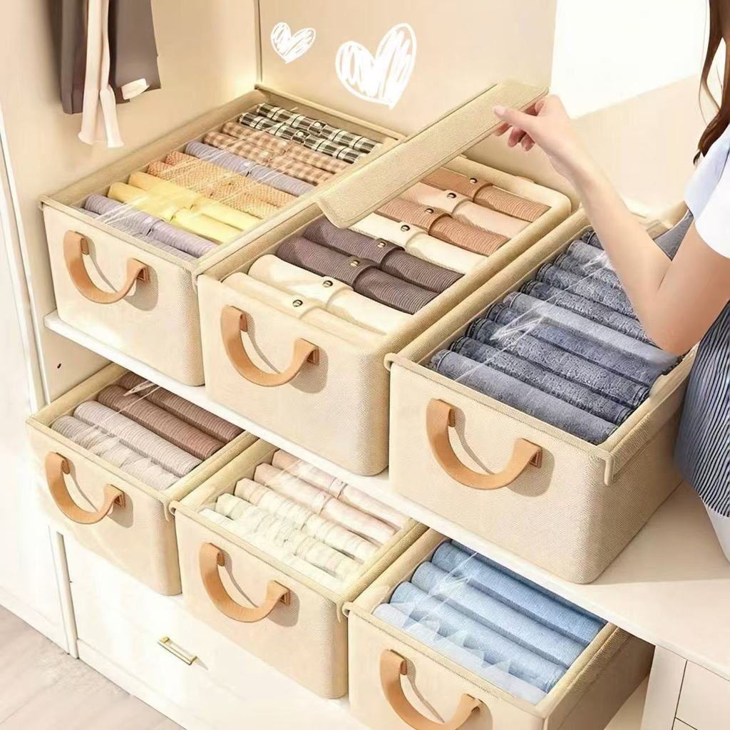 Terrathai กระเป๋าเก็บของกันความชื้น กล่องใส่ผ้า กล่องเก็บของ แบบมีโครงเหล็ก กล่องผ้าพับได้ กล่องผ้าโครง