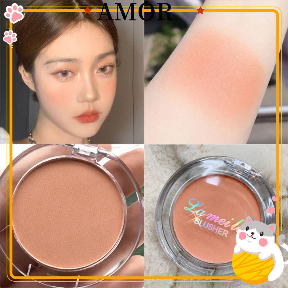 AMOR Monochrome Blush, Matte Korea Natural Blush, Face Mineral Pigment Nude Pink Blue Peach Orange C