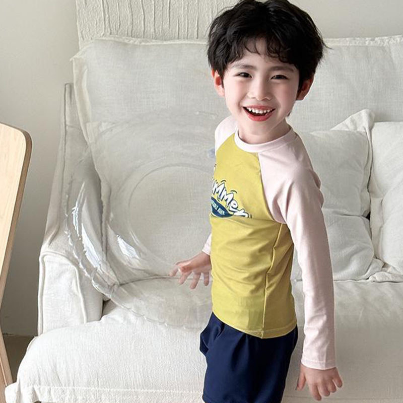 ชุดว่ายน้ําเด็ก Small Medium Boys Long-Sleeved Split ชุดว่ายน้ําเด็กชายชุดว่ายน้ํา Quick-Drying Suns
