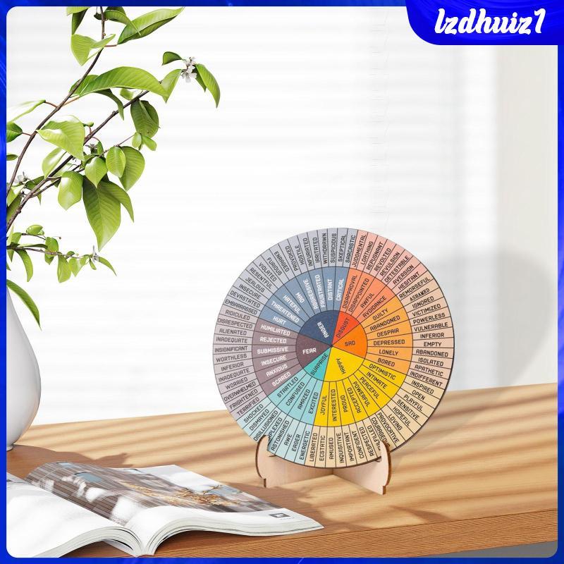 [Lzdhuiz1] Feeling Wheel Therapist Gifts Emotion แผนภูมิล้อพร้อมขาตั้งไม้รอบอารมณ์