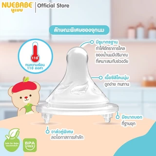 Nuebabe จุกนมซิลิโคนคอกว้าง X Cut ไม่ดูดไม่ไหล Mellow Wideneck Size S,M,L
