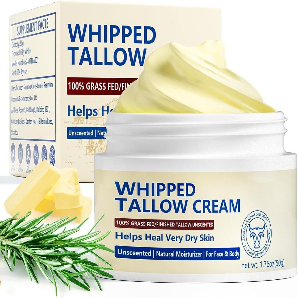 Beef Tallow, Beef Tallow Skincare Cream, Beef Tallow Face Moisturiser, 100% Grass Fed Beef Tallow fo