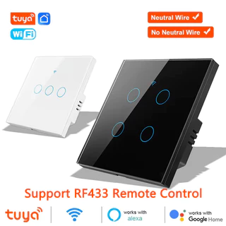 สวิตช์อัจฉริยะ Wifi RF433 Neutral/No-Neural Tuya Control ทํางานร่วมกับ Alexa Google Home WiFi สมาร์ท Home Touch Switch