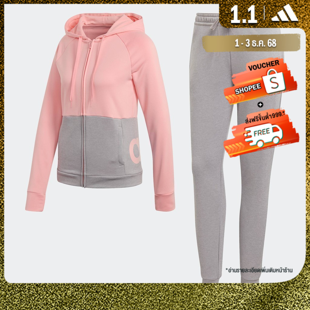 adidas Lifestyle Linear Hoodie French Terry Track Suit Women Pink FM6845