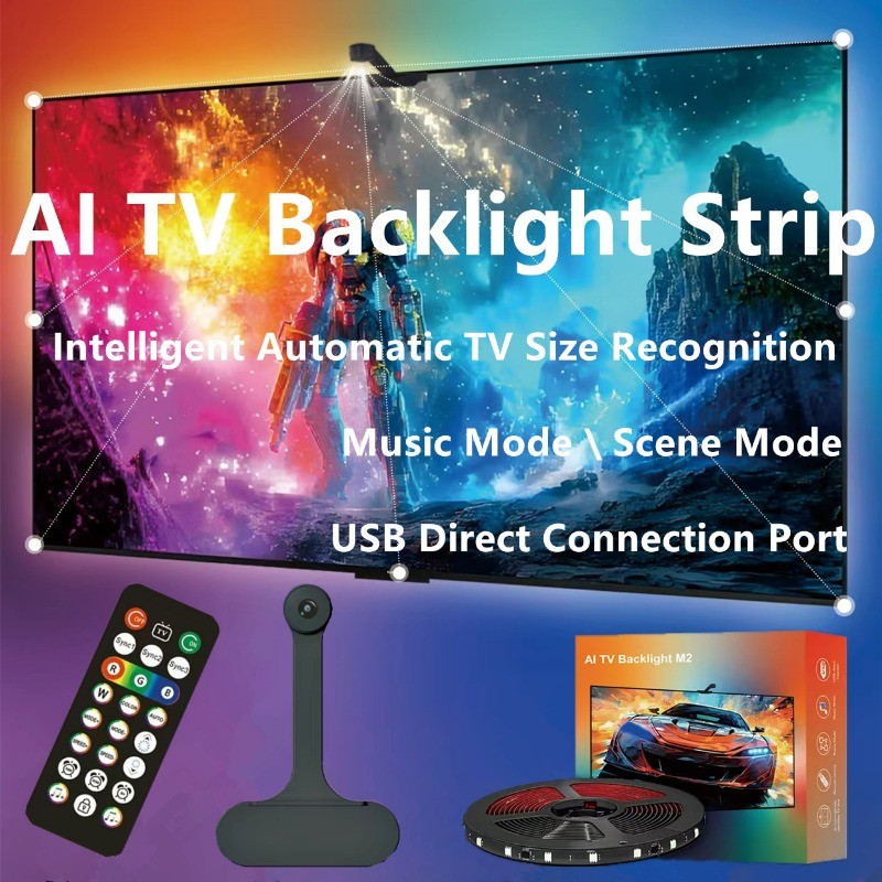 แถบไฟบรรยากาศทีวีสําหรับ 40-85 นิ้ว LED Backlight AI กล้องจดจําขนาดทีวีโดยอัตโนมัติ