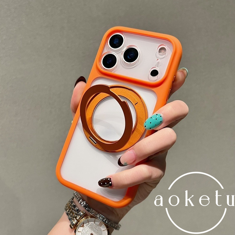 เคสโทรศัพท์ยึดแม่เหล็กหมุนได้ 360 องศาคุณภาพสูงเหมาะสําหรับ ไอโฟน 16, 17 มือโปร สูงสุด อะคริลิคโปร่งใสสูงรวมทุกอย่างฝาครอบป้องกันการตก