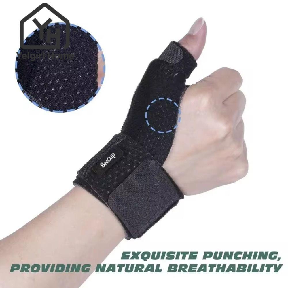 Yelgirlb Protective Immobilizizer สําหรับนิ้วหัวแม่มือ, สายรัดข้อมือ SBR แบบปรับได้, การแตกหักของเฝือกสีดํา