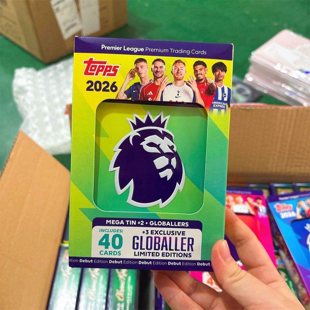 ของแท้ที่ได้รับอนุญาต 25-26 British Super Football Collection Card กล่องเหล็กขนาดใหญ่สุดสินค้าสองมิติ Grain Ball Star Card
