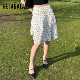 RELAGALA ผู้หญิง 2026 ใหม่ลายจุดพิมพ์ Causal แฟชั่นชุดกระโปรงตาข่ายไม่สม่ําเสมอ