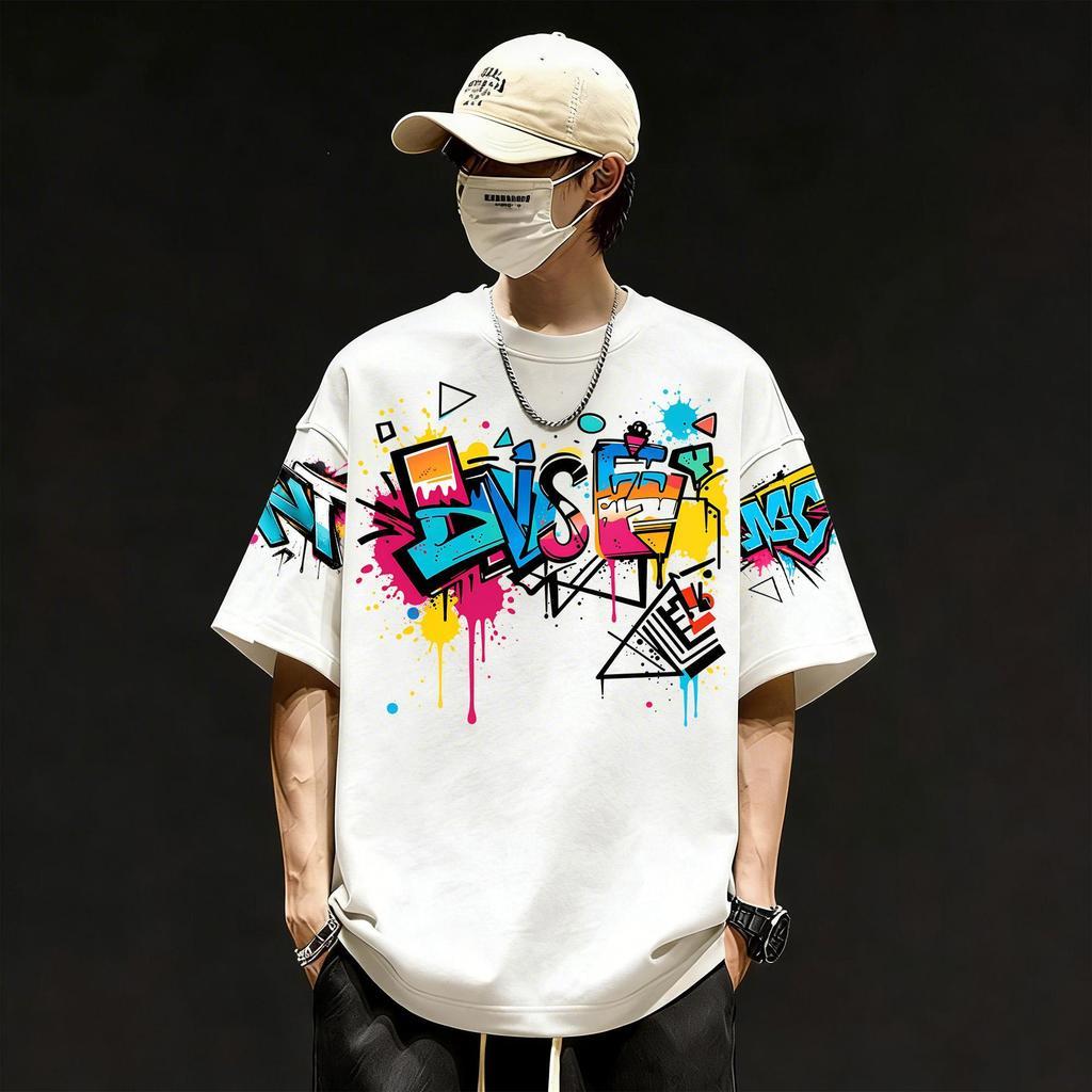 YOU-T🐆เสื้อแฟชั่น ใส่สบาย เสื้อยืดแขนสั้น ลาย เสื้อ"Graffiti" ผ้านิ่ม OVERSIZE แฟชั่น ผ้าฝ้าย 100% สไตล์เกาหลี