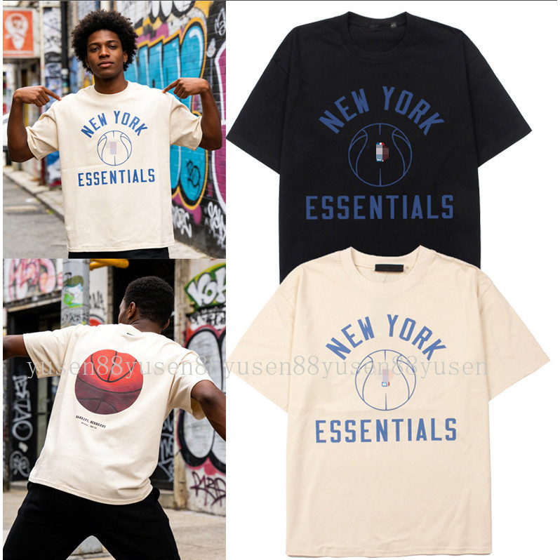 FOG Double Line ESS888 Letter พิมพ์เสื้อยืดแขนสั้นผู้ชายผู้หญิงสไตล์เดียวกันอินเทรนด์ Casual ฤดูร้อน