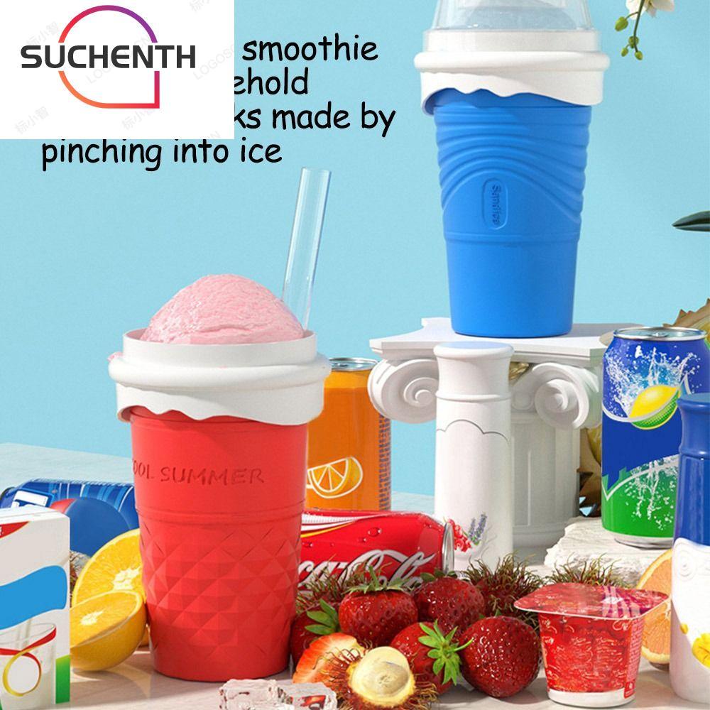 SUCHENTH 500 ML Slushy Maker Cup, Cooling Homemade Summer Smoothie Cup, DIY แบบพกพาบีบ Quick-Frozen 