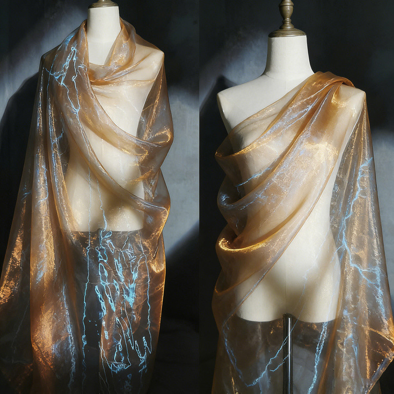 ขนาด 150x100 ซม. ผ้า Organza สีไอริเดสเซ้นท์ เพียร์ล sheer สำหรับทำกระโปรง tutu และตกแต่งชุดแต่งงาน ฉากเวที หรือเทศกาล