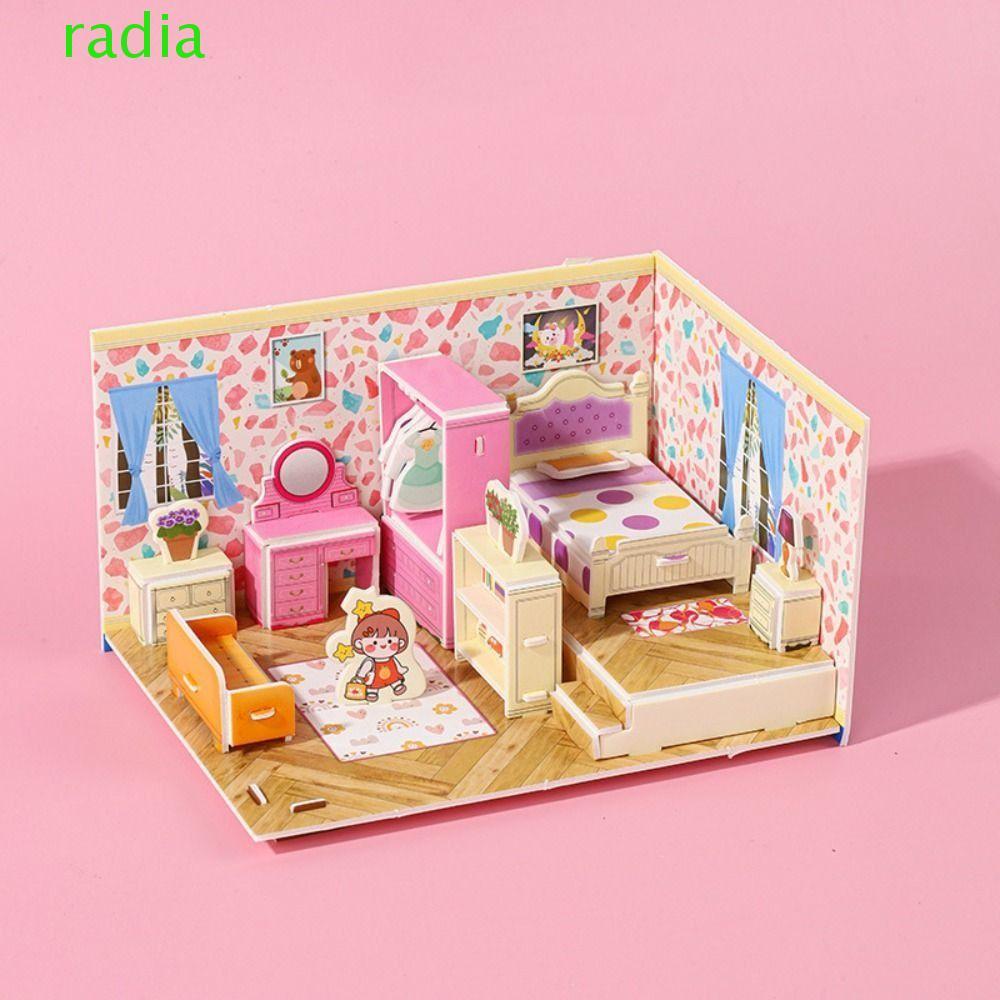 RADIANTZAP 3D Room รุ่นปริศนาของเล่น, 3D ห้องกระดาษแข็ง, 3D สเตอริโอปริศนาห้องครัวห้องนอน Living Min