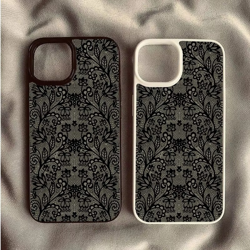 SAMSUNG ฝรั่งเศสวินเทจลูกไม้ดอกไม้เคสโทรศัพท์สําหรับSamsung A06 A26 A55 A56 A35 A54 A36 A05S A15 A16 A12 A52 A34 5G A32 กันกระแทกปกหลัง