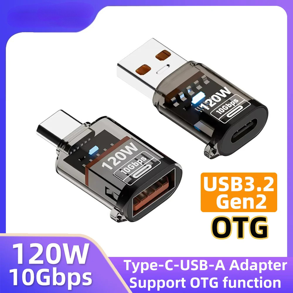 120W Fast Charging USB 3.2 ประเภท C อะแดปเตอร์ OTG 10GB ข้อมูลความเร็วสูงการถ่ายโอนข้อมูลสําหรับแท็บเล็ตพีซี Xiaomi Huawei USB C Converter