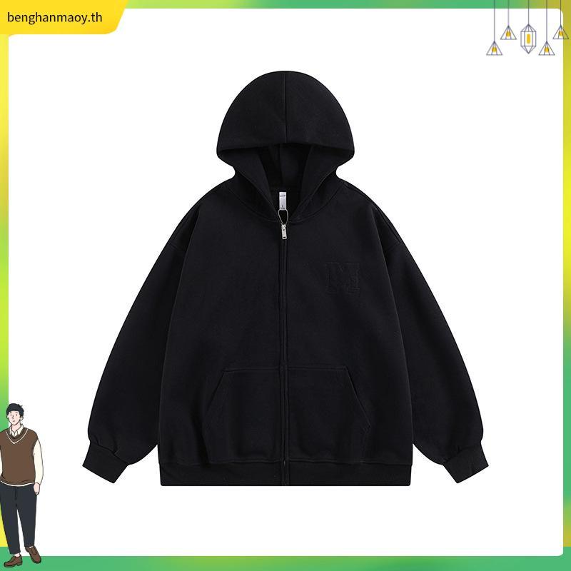 URTHE - เสื้อฮู้ดดี้ เสื้อกันหนาว Oversize รุ่น MATERIALISTIC FADED ZIPUP