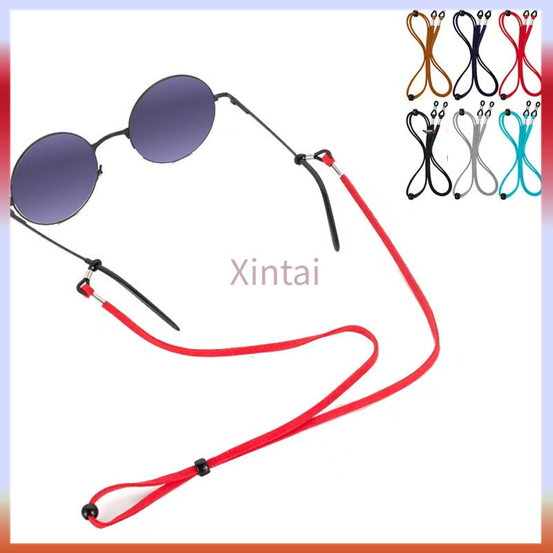 Xintai เชือกคล้องแว่นสายตาแบบปรับได้/เชือกคล้องแว่นอ่านหนังสือแบบหนังมันเงาสไตล์เรโทรพร้อมที่ห้อยคอ