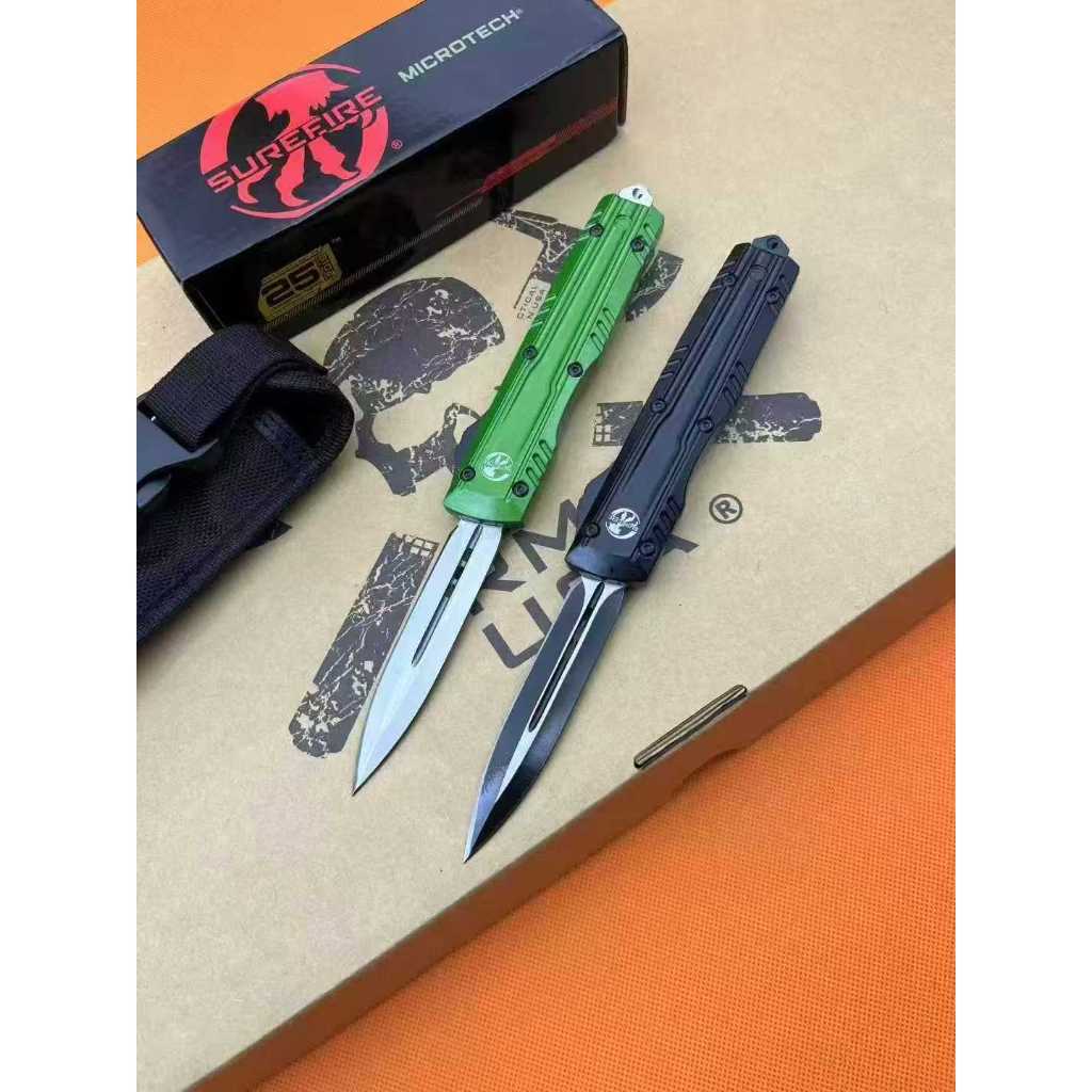 Microtech ไมโครเทคโนโลยี OTF เปลวไฟ EDC ขัดไทเทเนียมสีดำ  ความแข็ง: 58HRC