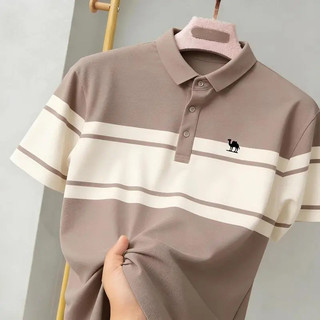 2026 New Arrival Camel Color Polo Shirt Men Soft Color Matching Casual Daily Collared Neckline Tee Quick Dry Breathable Moisture Wicking Baju Lelaki OOTD Pang Lakad