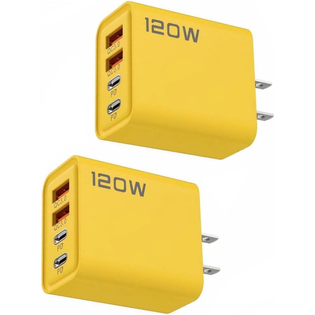 2PCS 120W Double PD Fast Charger พร้อมพอร์ต Type-C และ QC3.0 รองรับ PD ชาร์จ Protocol 5V 2A อะแดปเตอ