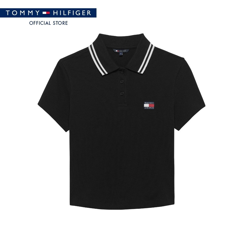 Tommy Jeans เสื้อโปโล ผู้หญิง รุ่น DW0DW21932 BDS - สีดำ ทรง Slim