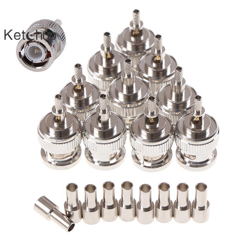 [Ktchup-t] 10 ชิ้น BNC ชายปลั๊กหน้าต่าง crimp RG316 RG174 RG179 LMR100 สายเชื่อมต่อ Nice
