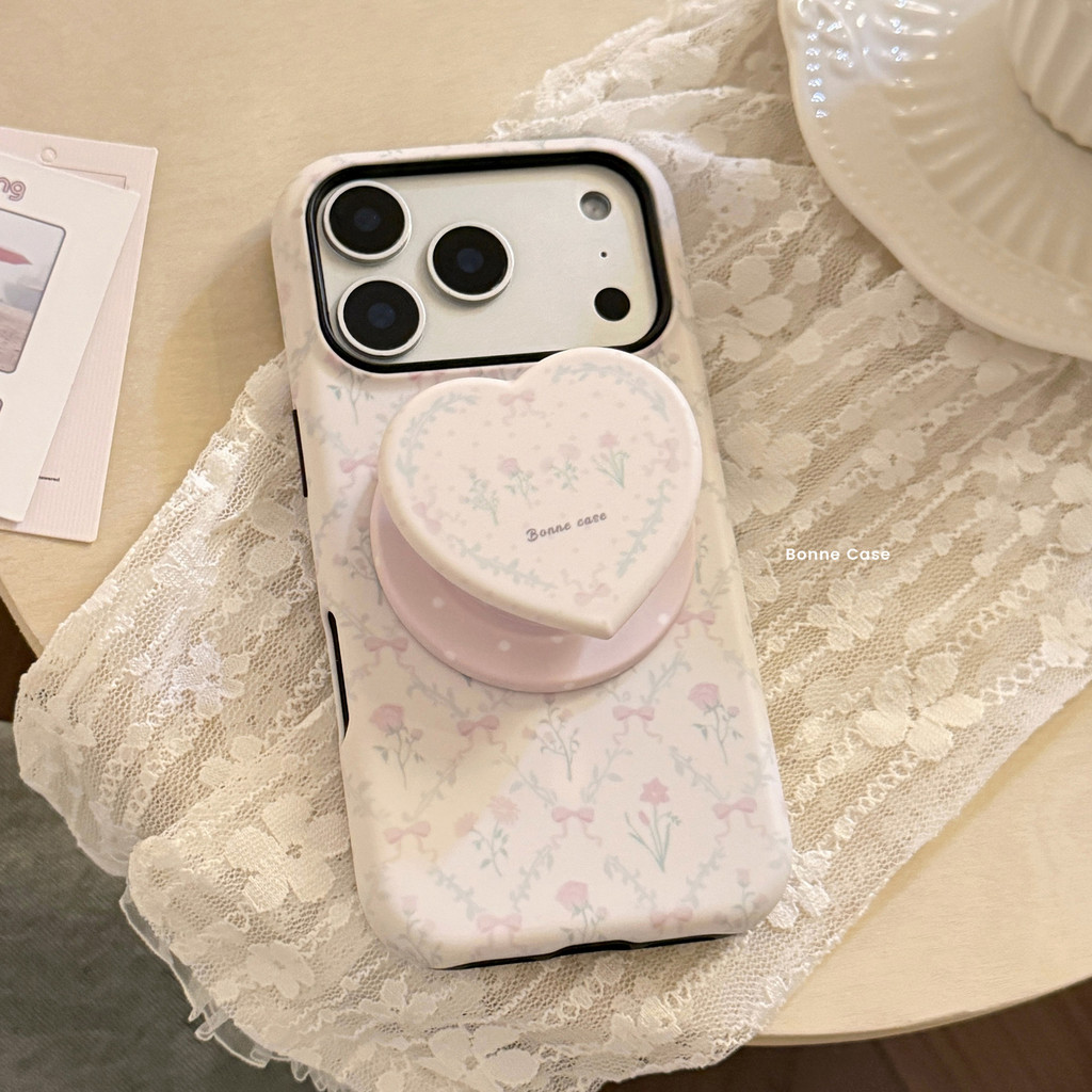 [Sheren] เคสโทรศัพท์ดอกไม้สีชมพูฝรั่งเศสมูลค่าสูงเหมาะสําหรับ i17 16 15 14 13 12 11 pro max เคสไอโฟน