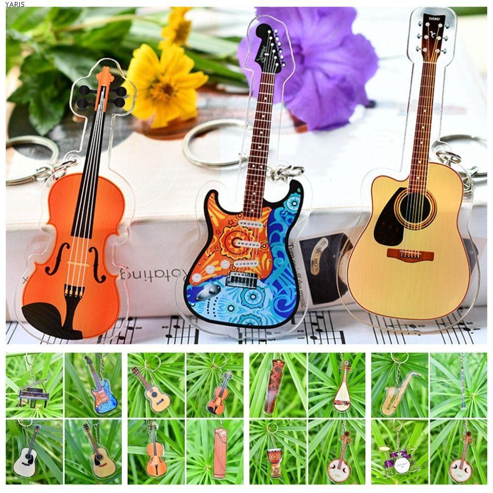 YARIS กีตาร์พวงกุญแจอะคริลิค, Ukulele VIOLIN กีตาร์จี้, Musician เครื่องประดับ Cello Djembe Clarinet
