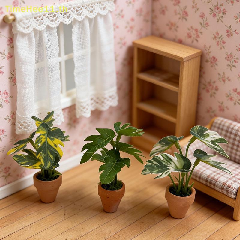 TimeHee ประดิษฐ์ Mini Taro เต่า Ba Leaf พืชสําหรับตุ๊กตาสมจริงสีเขียวตกแต่งกระถางสําหรับบ้านเล็กๆและโต๊ะแสดง TH