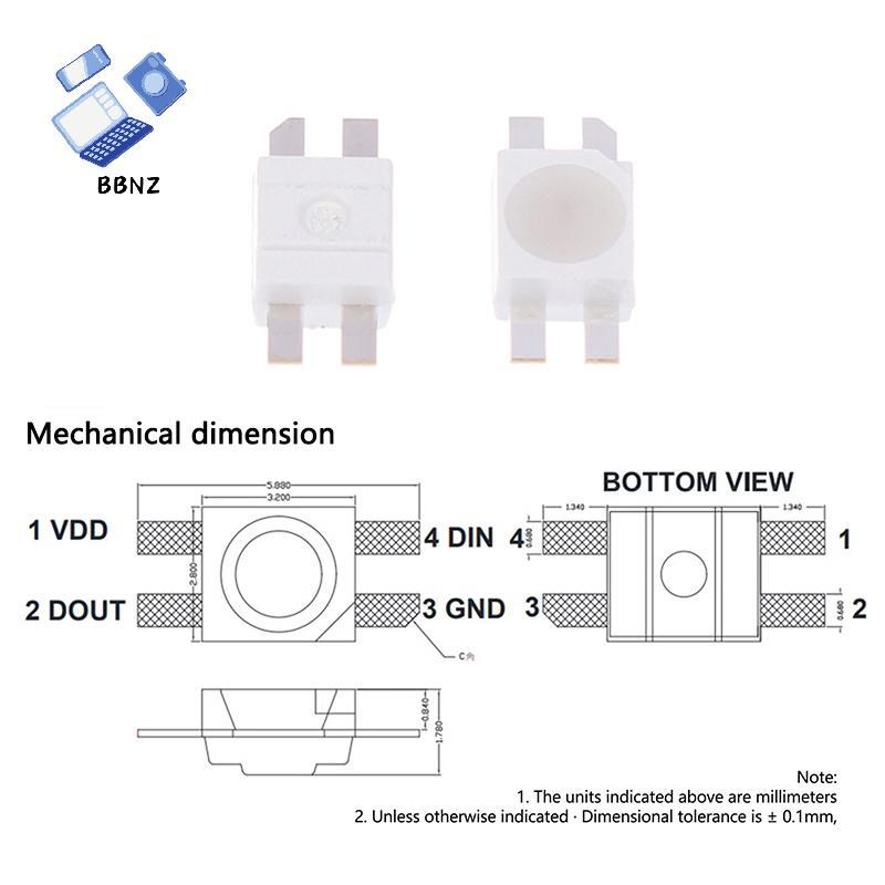 [BBNZ] 50 ชิ้น 6028/3528-WS2812B RGB (คล้ายกับ WS2812B) ชิป LED พิกเซล SMD ในตัว IC โปรแกรม RGB สีสั
