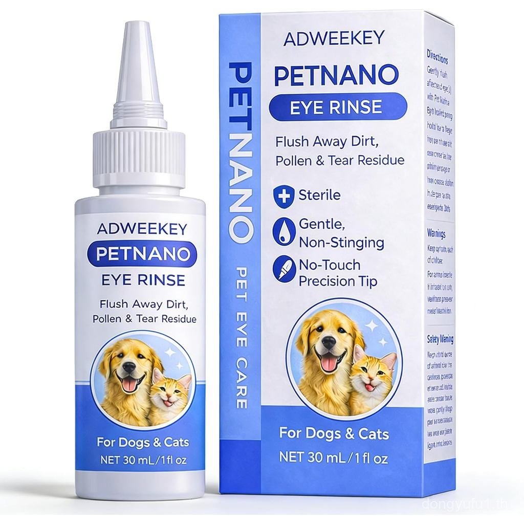 Adweekey PetNano Eye for Dogs & Cats, Nano Eye Rinse to Help & Tear Stain, with Taurine & Lutein, Ge