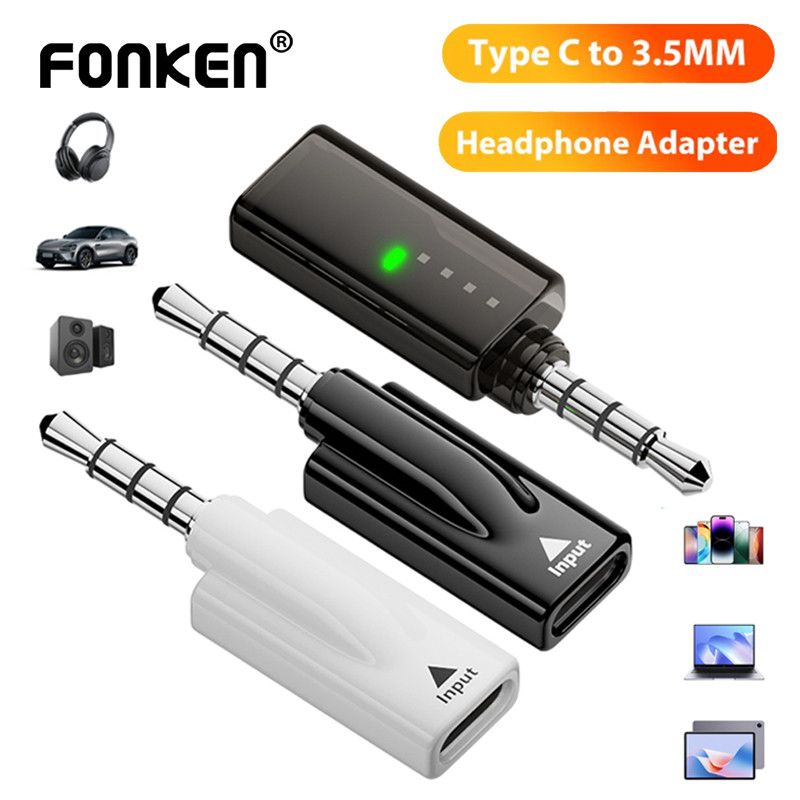 Fonken Type C ถึง 3.5 มม.อะแดปเตอร์หูฟัง USB-C หญิงถึง 3.5 แจ็คตัวแปลงเสียงชาย