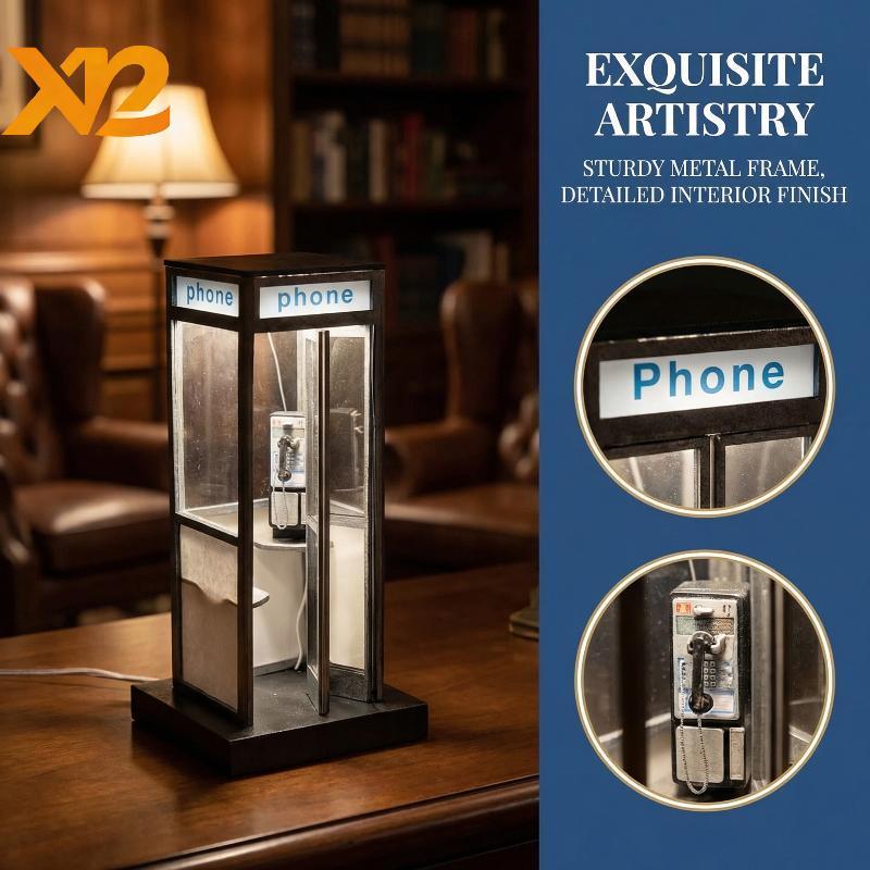 [XXNZMM] Retro Tall Phonebooth โคมไฟ Vintage British Red Table Light ที่ไม่ซ้ํากันตกแต่งโคมไฟกลางคืน