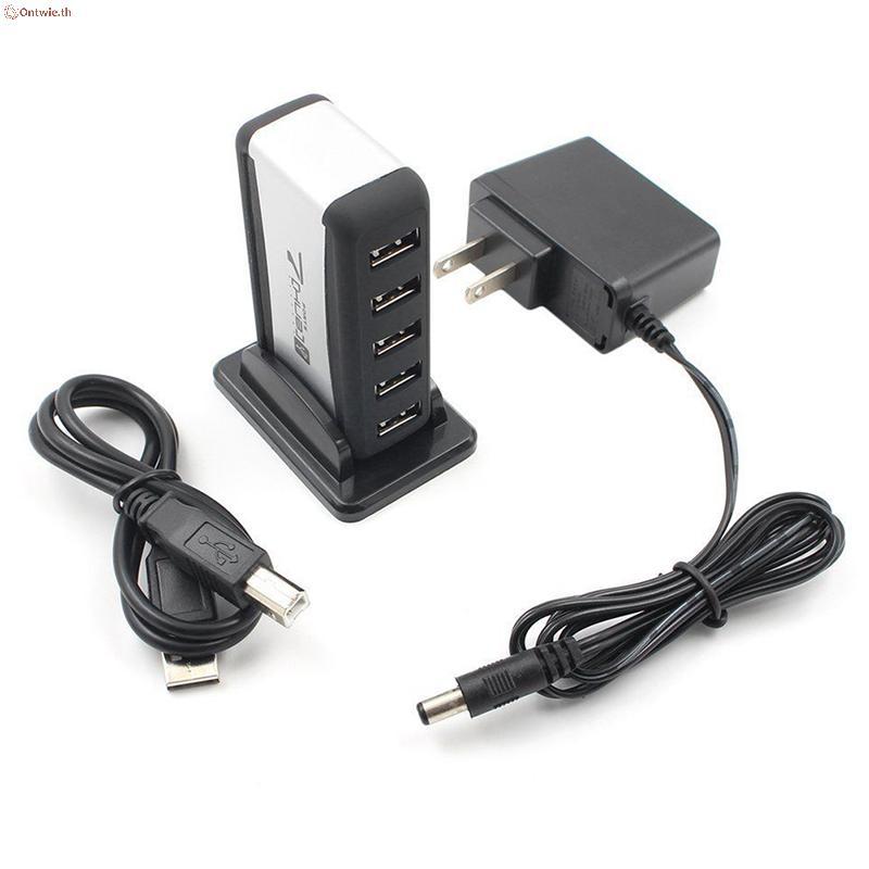 ON USB 7-Port HUB ขับเคลื่อนด้วยสายเคเบิลอะแดปเตอร์ AC ความเร็วสูง EU/US ปลั๊กสําหรับแล็ปท็อปพีซี A