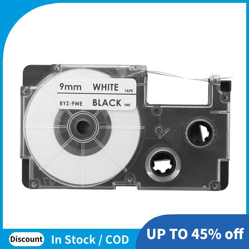 3 แพ็ค 9 มม. สีดําบน White Label Tape Label Maker ใช้งานร่วมกับ -120, -60, -100, KL750B, KL750, KL72