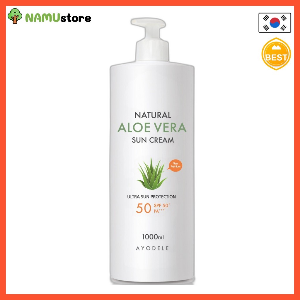 [ayodele] Organic Aloe Vera Sun Cream, 1000ml, 1pc / Korean Sun Cream / Organic Aloe Vera / ของแท้ 1