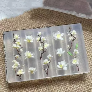 DSTH 3D Magnolia ดอกไม้เล็บแม่พิมพ์ DIY ซิลิโคนเล็บเครื่องมือกลีบดอกไม้ออกแบบเล็บแม่พิมพ์แกะสลักแม่แบบออกแบบ HOT