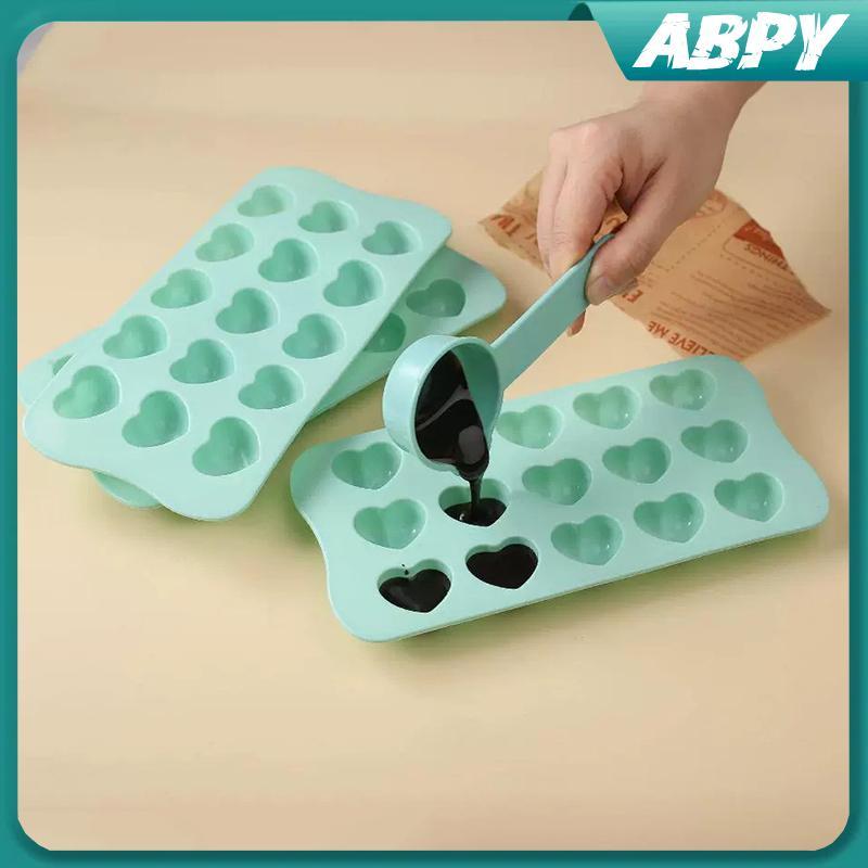 ABPY 1 PC 15 หลุมสามมิติรูปหัวใจแม่พิมพ์ซิลิโคน DIY ช็อกโกแลตน้ําแข็งตารางมูสแม่พิมพ์ขนมนุ่มเบเกอรี่แม่พิมพ์ ABPY