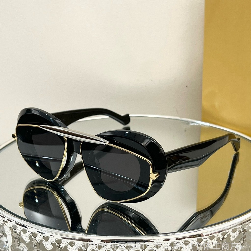 Y5TI Loe** LW40120Acetate Metal Wing Double Frame Sunglasses UV Protection Fashion Party Sunglasses