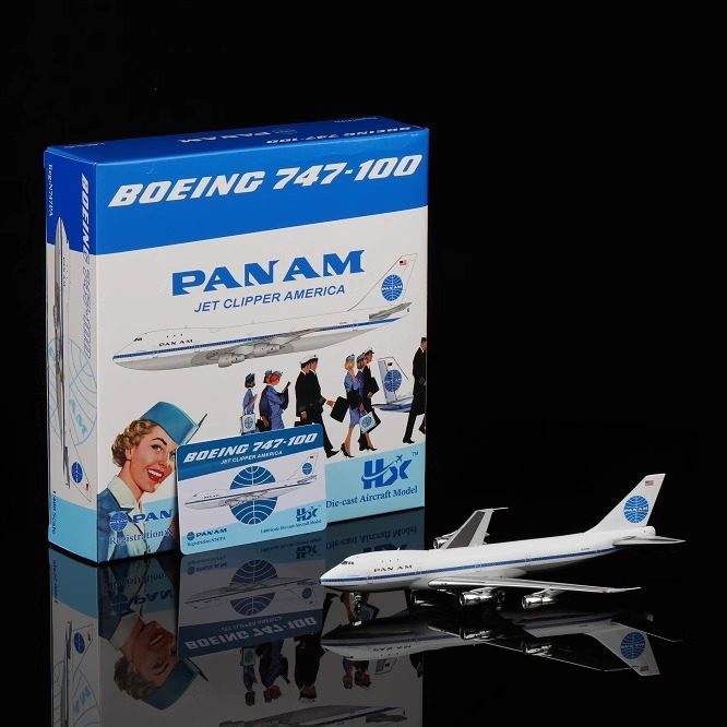 พร้อมสต็อก HX รุ่น 1/400 Pan Am Airlines B747-100 N747PA โมเดลเครื่องบินโลหะผสม