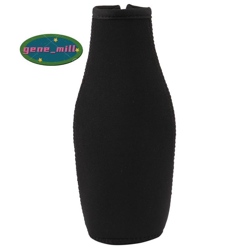 6 แพ็คขวดเบียร์ Cooler Sleeves Keep Drink Cold Zip-Up Neoprene ฉนวนแขนสีดํา