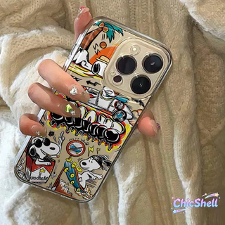 เคสไอโฟน สนูปปี้วันหยุด เคสใส กันกล้อง cho iPhone 11 12 13 14 15 16 ProMax X XR XS Max 7 8Plus-CL