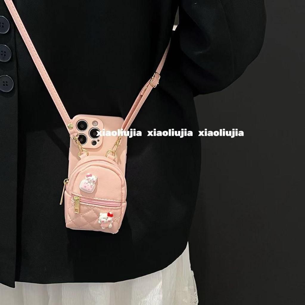 Cute Pink KT Cat Small Backpack Coin Purse Mate60 Huawei P50 Nova 123 Phone Case Pura70 Lanyard 8940