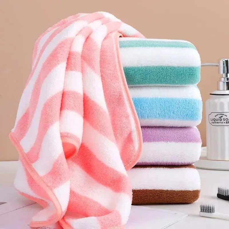 35x75cm Stripes Absorbent Quick Drying Bath Towel Sets Soft Adults Face Hand Towels Bathroom Microfi