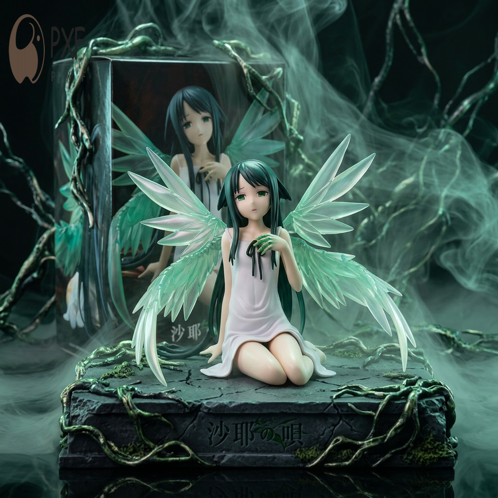 รูปปั้น PVC ตัวละครอนิเมะพร้อมปีกโปร่งใส - Saya No Uta รูปเครื่องประดับเดสก์ท็อป